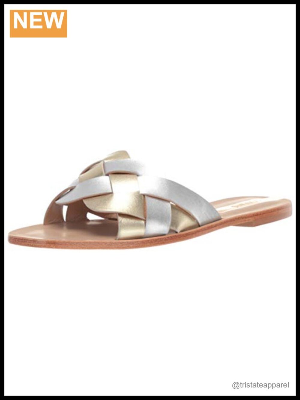 Braided Leather Flat Slide Sandal Slingback Slip On Open Toe